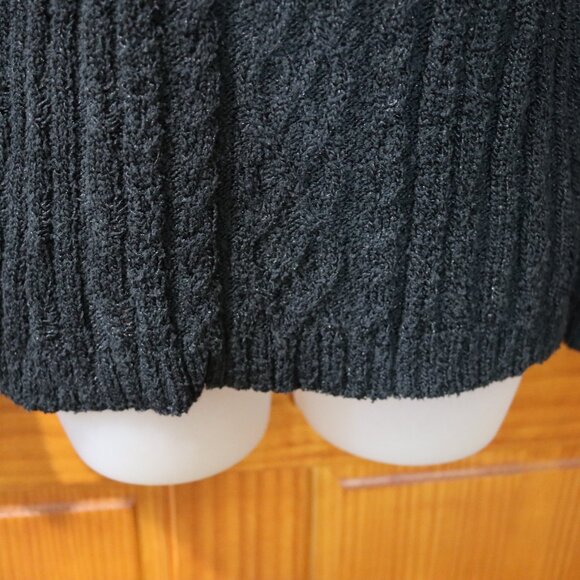 Dana Buchman Black Textured Cable Knit Round Neck Pullover Sweater Medium - Picture 4 of 12